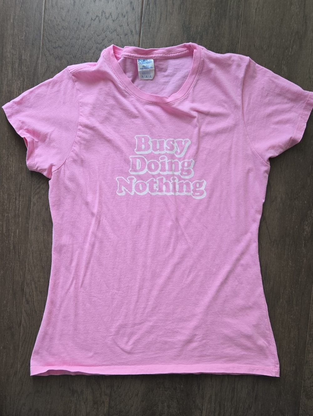 Port and Company Pink "Busy Doing Nothing" Graphic Tee